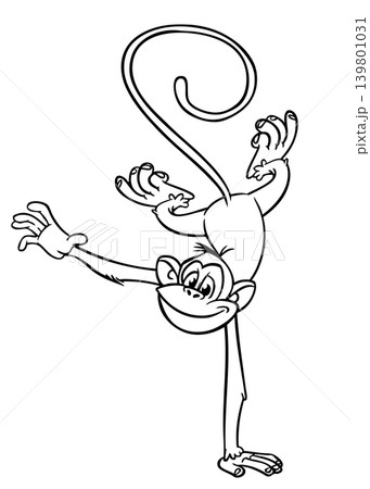 Cartoon funny monkey. Vector illustration of happy monkey chimpanzee Cartoon funny monkey. Vector illustration of happy monkey chimpanzee 139801031