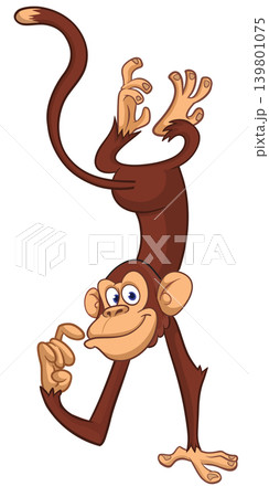 Cartoon funny monkey chimpanzee thinking expression. Vector illustration isolated on white Cartoon funny monkey chimpanzee thinking expression. Vector illustration isolated on white 139801075