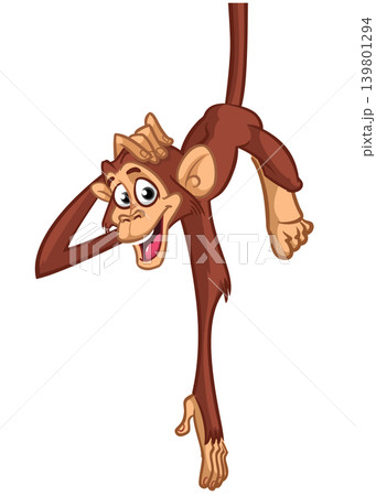 Cartoon funny monkey chimpanzee. Vector illustration isolated on white 139801294