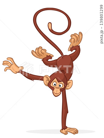 Cartoon funny monkey chimpanzee. Vector illustration isolated on white 139801299