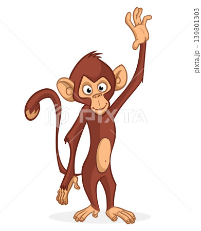 Cartoon funny monkey chimpanzee. Vector illustration isolated on white Cartoon funny monkey chimpanzee. Vector illustration isolated on white 139801303