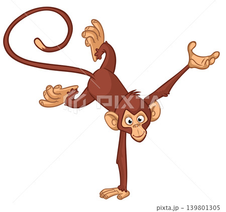 Cartoon funny monkey chimpanzee. Vector illustration isolated on white 139801305