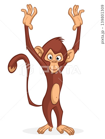Cartoon funny monkey chimpanzee. Vector illustration isolated on white Cartoon funny monkey chimpanzee. Vector illustration isolated on white 139801309