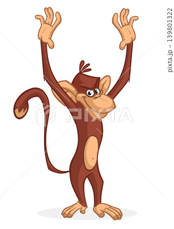 Cartoon funny monkey chimpanzee. Vector illustration isolated on white Cartoon funny monkey chimpanzee. Vector illustration isolated on white 139801322