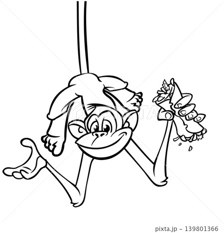 Cartoon funny monkey chimpanzee outlined. Vector illustration Cartoon funny monkey chimpanzee outlined. Vector illustration 139801366