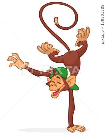 Cartoon funny monkey chimpanzee. Vector illustration isolated on white Cartoon funny monkey chimpanzee. Vector illustration isolated on white 139801385