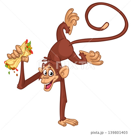 Cartoon funny monkey chimpanzee. Vector illustration isolated on white Cartoon funny monkey chimpanzee. Vector illustration isolated on white 139801403