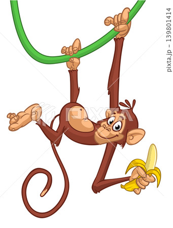 Cartoon funny monkey chimpanzee. Vector illustration isolated on white Cartoon funny monkey chimpanzee. Vector illustration isolated on white 139801414