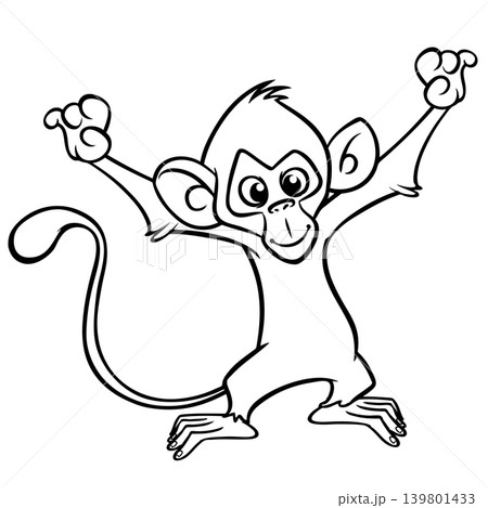 Cartoon funny monkey chimpanzee outlined. Vector illustration Cartoon funny monkey chimpanzee outlined. Vector illustration 139801433