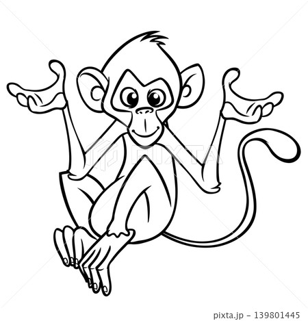 Cartoon funny monkey chimpanzee outlined. Vector illustration Cartoon funny monkey chimpanzee outlined. Vector illustration 139801445