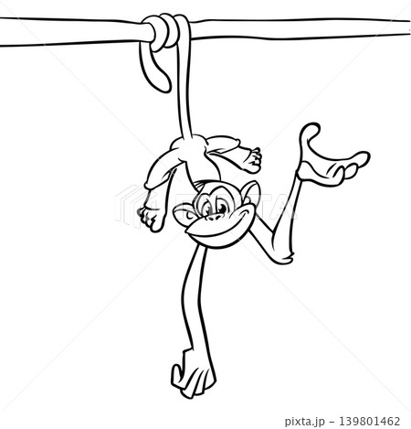 Cartoon funny monkey chimpanzee outlined. Vector illustration Cartoon funny monkey chimpanzee outlined. Vector illustration 139801462