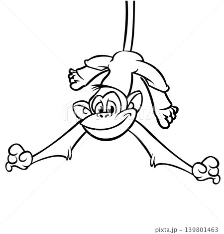 Cartoon funny monkey chimpanzee outlined. Vector illustration Cartoon funny monkey chimpanzee outlined. Vector illustration 139801463