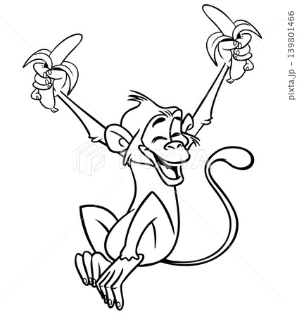 Cartoon funny monkey chimpanzee outlined. Vector illustration Cartoon funny monkey chimpanzee outlined. Vector illustration 139801466