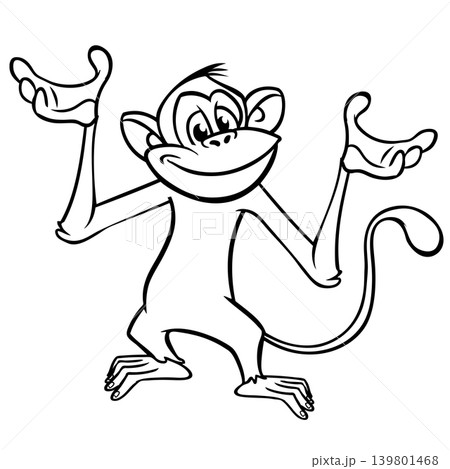Cartoon funny monkey chimpanzee outlined. Vector illustration Cartoon funny monkey chimpanzee outlined. Vector illustration 139801468