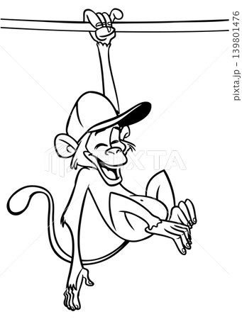 Cartoon funny monkey. Vector illustration of happy monkey chimpanzee 139801476