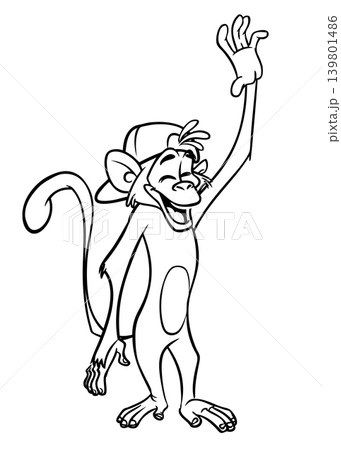 Cartoon funny monkey. Vector illustration of happy monkey chimpanzee Cartoon funny monkey. Vector illustration of happy monkey chimpanzee 139801486