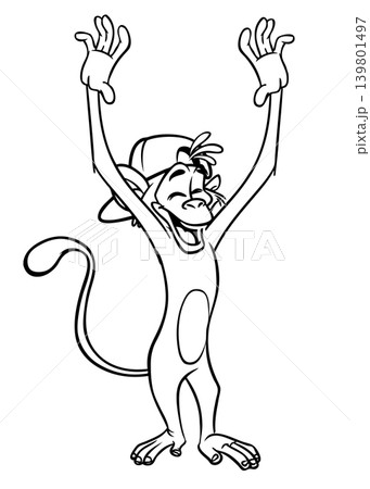 Cartoon funny monkey. Vector illustration of happy monkey chimpanzee Cartoon funny monkey. Vector illustration of happy monkey chimpanzee 139801497