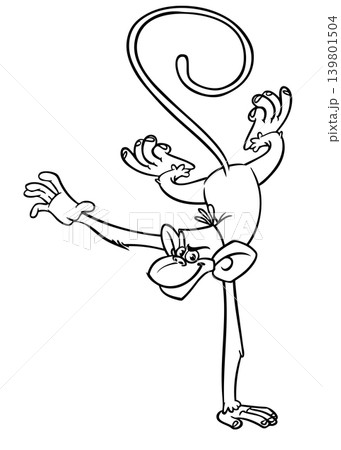 Cartoon funny monkey. Vector illustration of happy monkey chimpanzee 139801504