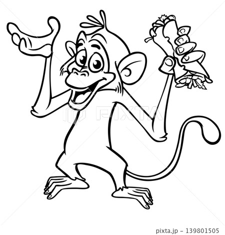 Cartoon funny monkey. Vector illustration of happy monkey chimpanzee 139801505