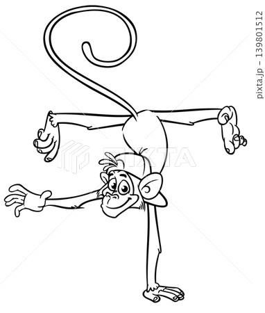 Cartoon funny monkey. Vector illustration of happy monkey chimpanzee Cartoon funny monkey. Vector illustration of happy monkey chimpanzee 139801512