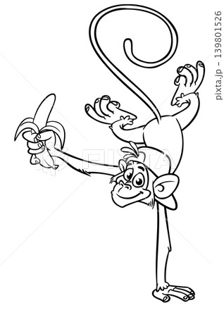 Cartoon funny monkey. Vector illustration of happy monkey chimpanzee Cartoon funny monkey. Vector illustration of happy monkey chimpanzee 139801526