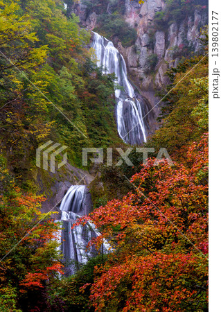 北海道東川町 天人峡の羽衣の滝と紅葉の絶景 日本の滝百選 139802177