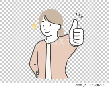 笑顔でグッドサインをする若い女性 笑顔でグッドサインをする若い女性 139802342