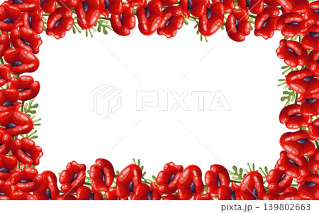Vector rectangular frame of red poppyのイラスト素材 [139802663] - PIXTA