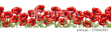 Seamless border of red poppy Seamless border of red poppy 139802665