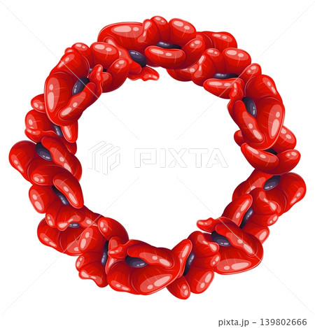 Round wreath with red poppies 139802666