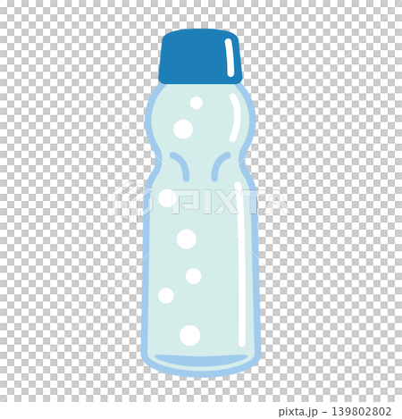 一幅清新怡人的彈珠汽水瓶插畫。 139802802