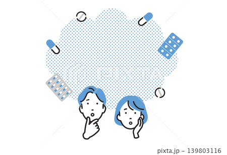 薬について考える男性と女性 薬について考える男性と女性 139803116