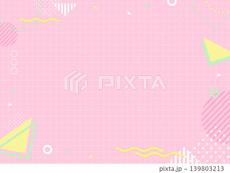 ポップでかわいいメンフィス背景イラスト ピンク ポップでかわいいメンフィス背景イラスト ピンク 139803213