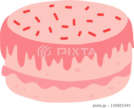 Pink Cake Illustration With Frosting And Sprinkles Pink Cake Illustration With Frosting And Sprinkles 139803345