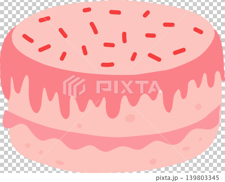 Pink Cake Illustration With Frosting And Sprinkles Pink Cake Illustration With Frosting And Sprinkles 139803345