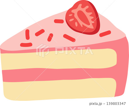 Strawberry shortcake cute  dessert with pink cream and fruit topping 139803347