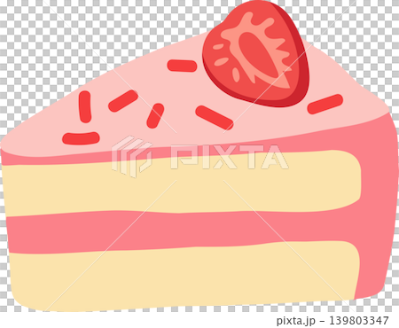 Strawberry shortcake cute  dessert with pink cream and fruit topping 139803347