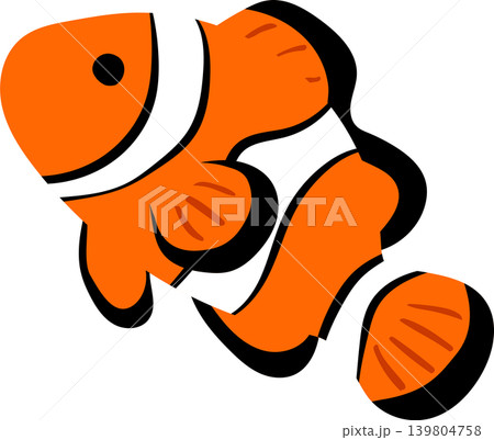 Colorful Cartoon Clownfish Illustration with Black and Orange Pattern Colorful Cartoon Clownfish Illustration with Black and Orange Pattern 139804758