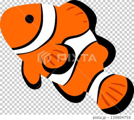 Colorful Cartoon Clownfish Illustration with Black and Orange Pattern Colorful Cartoon Clownfish Illustration with Black and Orange Pattern 139804758
