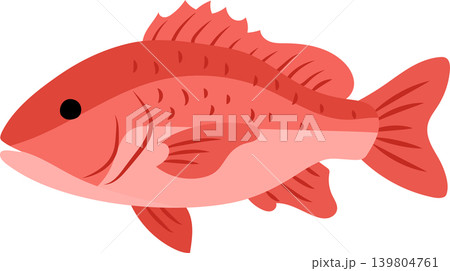 Cartoon Illustration of a Pinkish-orange Fish with Fins and Tail	 139804761