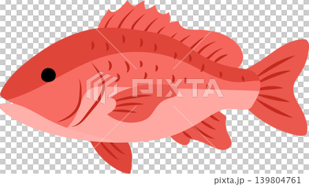 Cartoon Illustration of a Pinkish-orange Fish with Fins and Tail Cartoon Illustration of a Pinkish-orange Fish with Fins and Tail 139804761