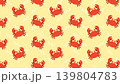 Red Crabs with White Squiggles on Yellow Background for Wallpaper	 139804783