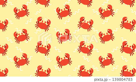 Red Crabs with White Squiggles on Yellow Background for Wallpaper Red Crabs with White Squiggles on Yellow Background for Wallpaper 139804783