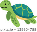Adorable Cartoon Turtle Illustration with Green Shell and Cute Expression	 139804788