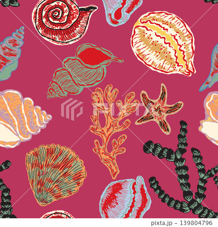 seamless pattern with shells 139804796