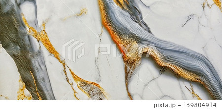 White marble pattern with abstract gold and gray veins 139804914