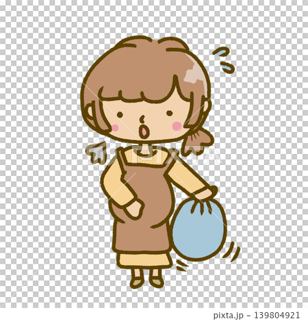 ゴミ出しをしている辛そうな妊婦さん。 ゴミ出しをしている辛そうな妊婦さん。 139804921