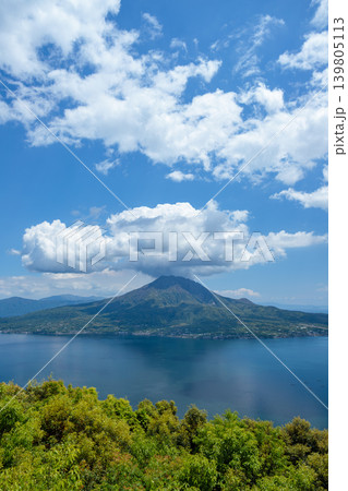桜島と錦江湾を望む高台からの風景 桜島と錦江湾を望む高台からの風景 139805113