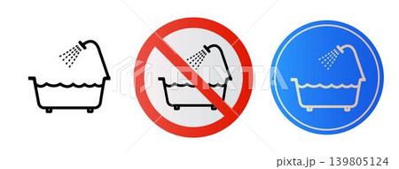 Prohibition sign. Do not use this unit in the bath, in the water. Prohibition sign. Do not use this unit in the bath, in the water. 139805124