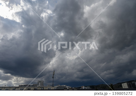 Overcast sky with dense rain and cumulonimbus clouds 139805272